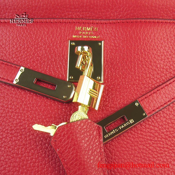 Hermes Kelly 32cm Togo Leather Bag Red 6108 Gold Hardware